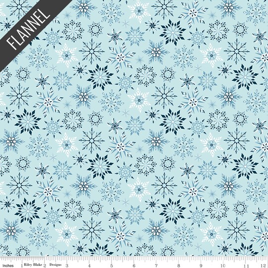 Riley Blake; Winter Magic Snowflakes Flannel in Aqua (f16787-aqua) | Designer Flannel | Riley Blake Designs | Riley Blake; Category:Crafting Fabric; Image:1